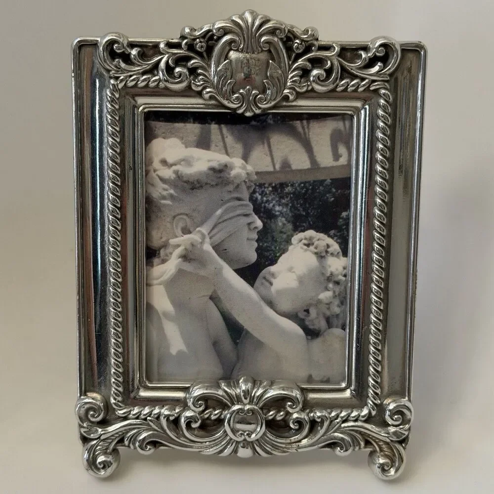 Brighton Vintage Napoleon Photo Frame SilverTone Ornate Baroque Small Taiwan